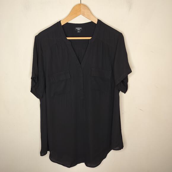 Torrid Harper Blouse Short Sleeve Black Popover - Picture 1 of 7